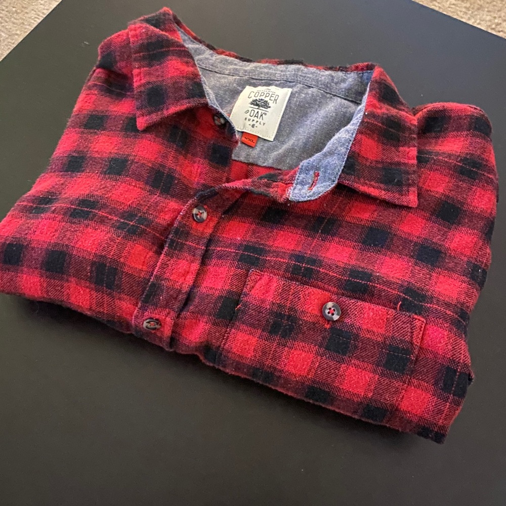 Men’s Classic Red and Black Plaid Flannel - 2XL